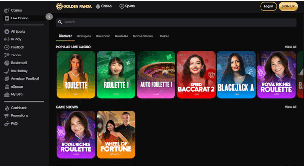 golden panda live dealer games
